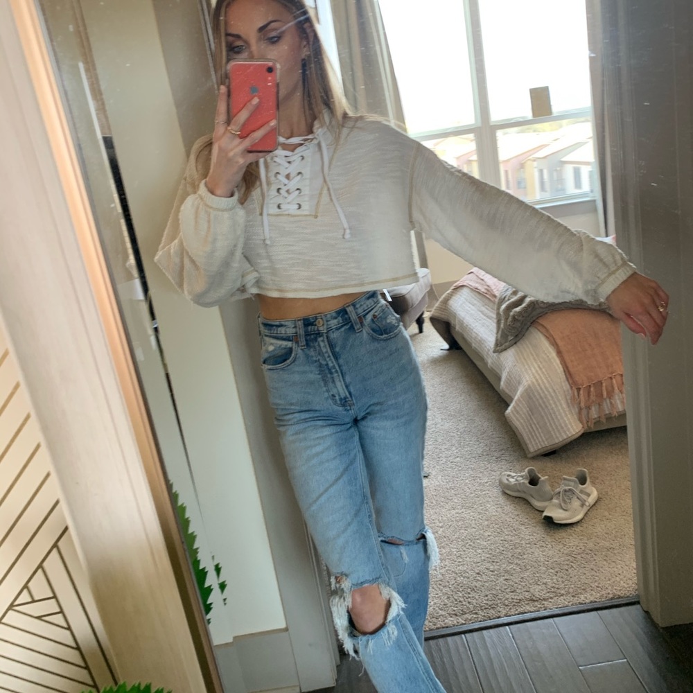 Cropped lace-up top